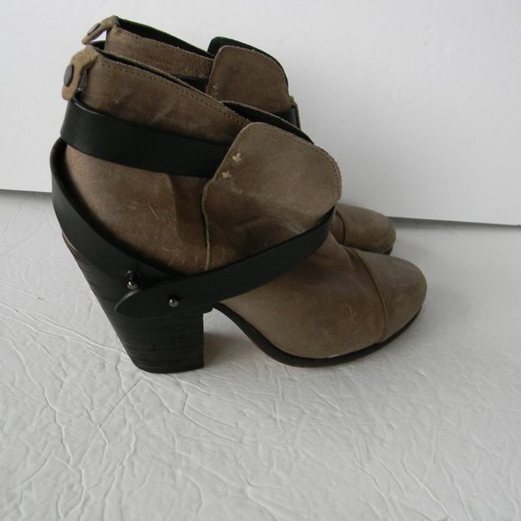 RAG & BONE HARROW LEATHER TAN BROWN ANKLE BOOTS SZ 37.5 - Picture 3 of 6